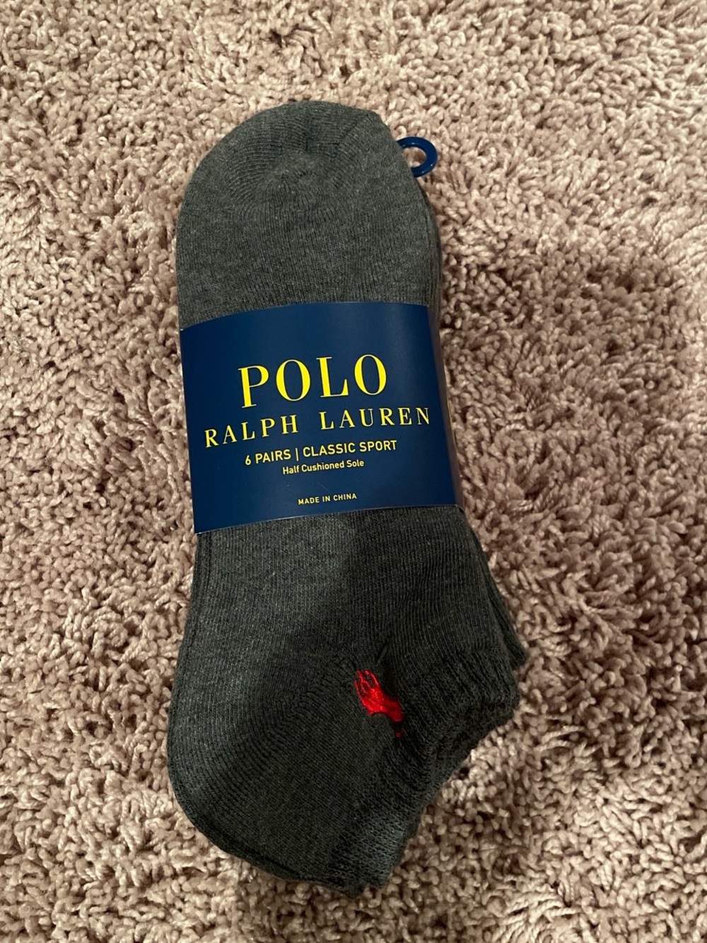 NWT Polo by Ralph Lauren Men’s Gray Low-Cut Sock - 6 Pack